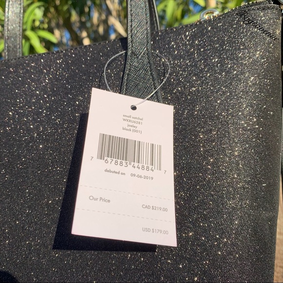 Kate spade NWT joeley glitter small black satchel - Picture 5 of 8
